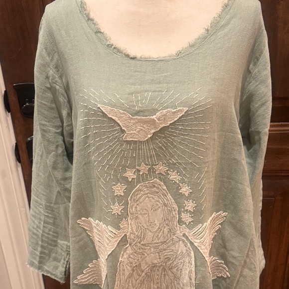 Magnolia Pearl Sage Green Long Sleeve Dress with Appliqué - Picture 2 of 12
